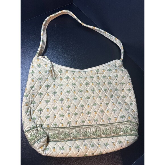 Tanya Lee Quilted Shoulder Bag Palm Tree Pineapple Tropical - Picture 3 of 7